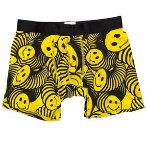 MeUndies Mens Medium Yellow Black Smilie Face‎ Modal Boxer Briefs NWOT